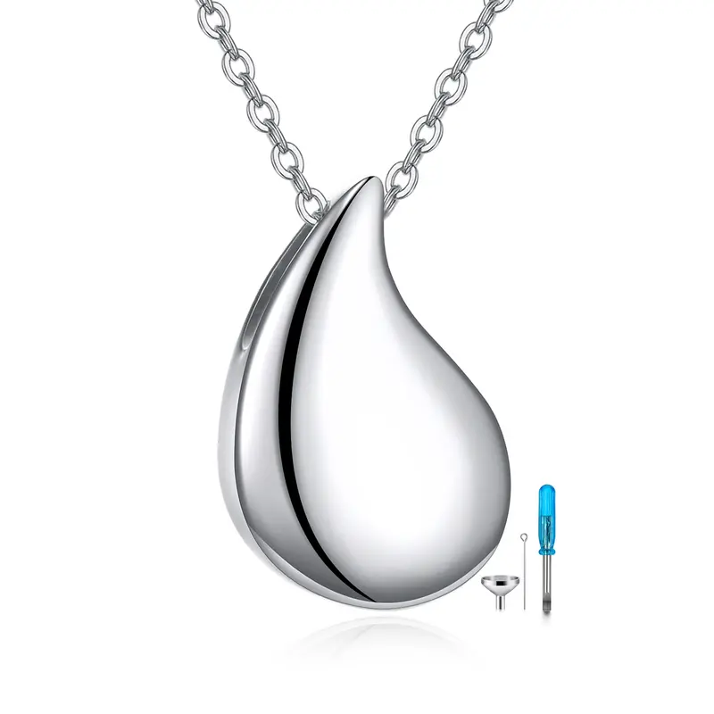 Sterling Silver Tear Drop Shape Urn Necklace for Ashes