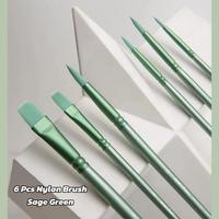 6PCS Acrylic Watercolor Paint Brushes Set for Paint by Numbers Pointed Round Flat Head Soft Nylon Hair Brushes Art Supplies c...