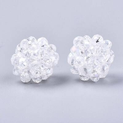Transparent Electroplate Glass Round Woven Beads