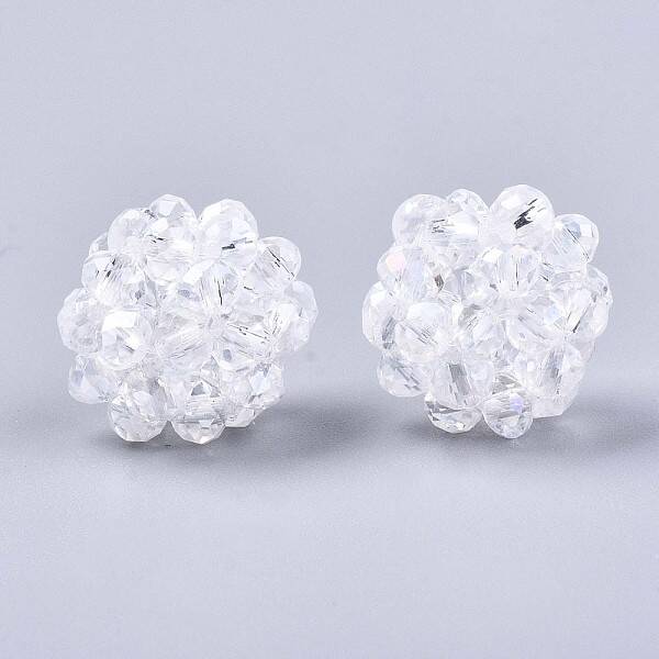 Transparent Electroplate Glass Round Woven Beads