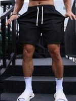 Men's Solid Drawstring Waist Shorts, Regular Fit Casual Streetwear Pocket Straight Leg Shorts, Shorts for Men, Men's Summer...