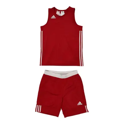 Age 13-14 Adidas Full Tracksuit - Medium Red Polyester