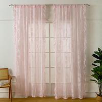 Flower Pattern Lace Curtain, 1 Count Pink Exquisite Elegant Curtain, Window Curtain for Home Living Room Bedroom Decor