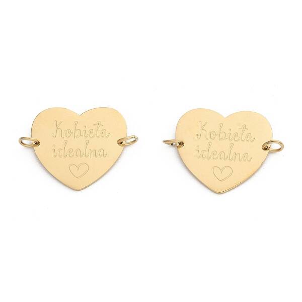 304 Stainless Steel Heart Connector Charms