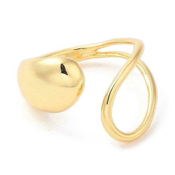 Rack Plating Brass Teardrop Open Cuff Ring for Women