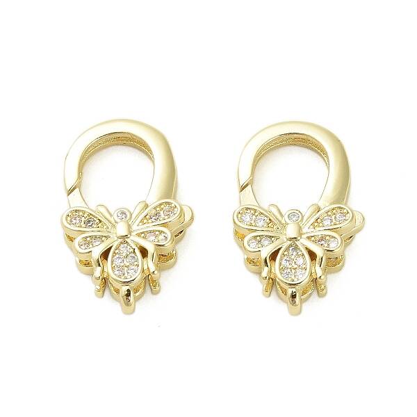 Insects Brass Micro Pave Clear Cubic Zirconia Lobster Claw Clasps