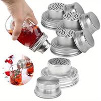 [4Pcs Universal Shaker Lids Stainless] Universal Mason Jar Shaker Lids with Silicone Seals for Dredge Flour Mix Spices Sugar ...