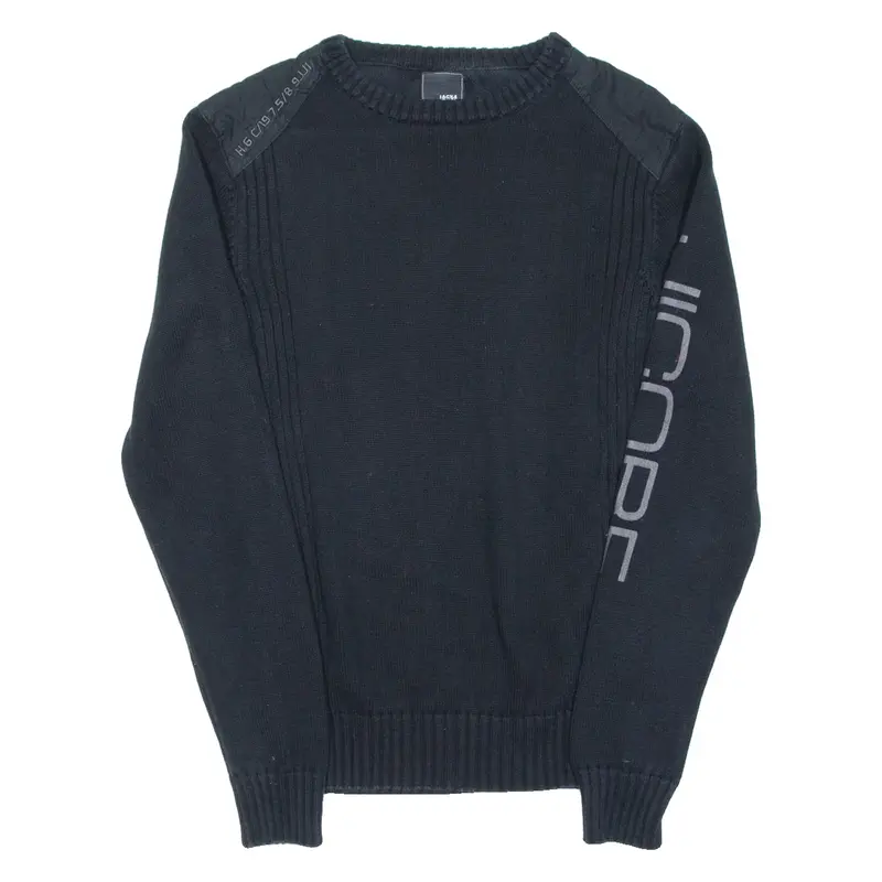 JACK & JONES Mens Jumper Black Tight Knit M