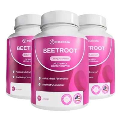 Rosabella Organic Beet Root Capsules - 1300mg Beetroot Powder for Blood Flow & Heart Health - Natural Energy & Endurance Supp...