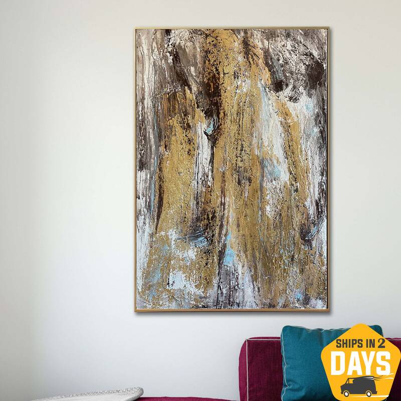 Large Original Acrylic Paintings On Canvas Original Rich Textured Art Contemporary Textured Painting | GOLDEN WATERFALL 44&qu...