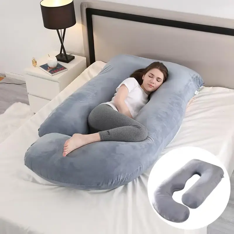 Pregnancy Pillow J-Shaped Full Body Pillow, 59 inch with Velvet Cover Easy to Remove and Wash, Support Pregnant Women's Backs...