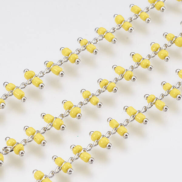 Handmade Brass Beaded Curb Chains