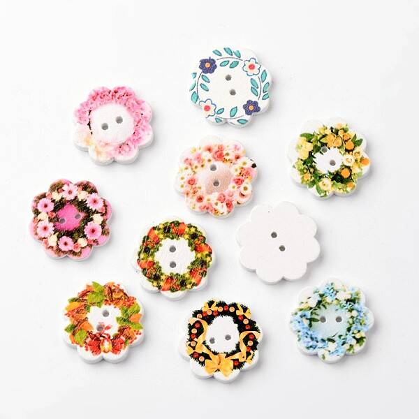 Flower 2-Hole Wooden Buttons