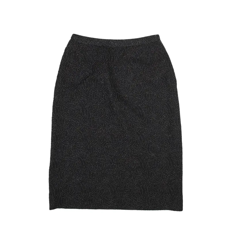 IERANY Paris Sparkle Knee Length Pencil Skirt Black 90s Womens S