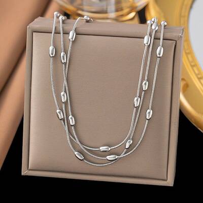 304 Stainless Steel Oval Snake Chain Necklaces