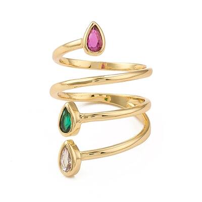 Colorful Cubic Zirconia Adjustable Rings