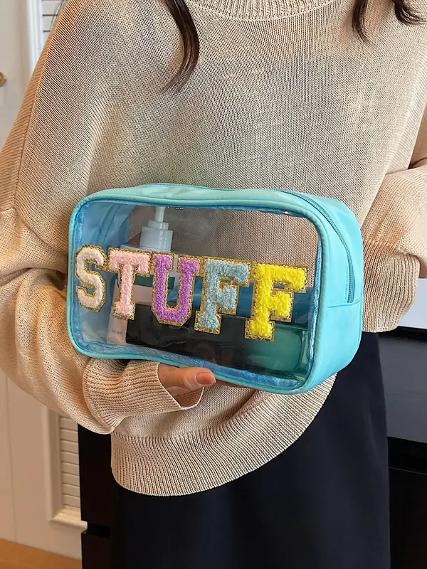 Transparent Makeup Bag,  Large Capacity Cosmetic Storage Bag, Zipper Makeup Organizer Pouch for Women & Men, Casual Trendy Ve...