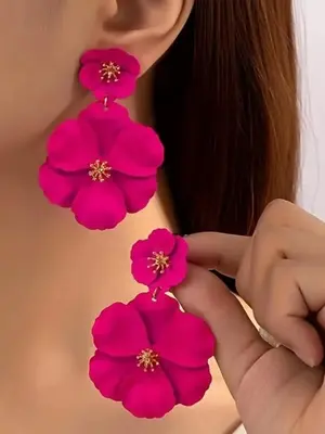 1 Pair Fashionable Simulation Flower Design Dangle Earrings, Casual Jewelry for Women, Trendy Jewelry Gift for Party and Dail...