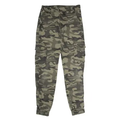 Cuffed Camouflage Cargo Mens Trousers Green Regular Straight W29 L33