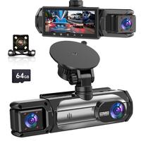Front & Rear 3 Lenses Car DVR, 1080P Car DVR with 64G SD Card, Ultra Clear Night Vision Car DVR with Loop Recording & 24 Hour...