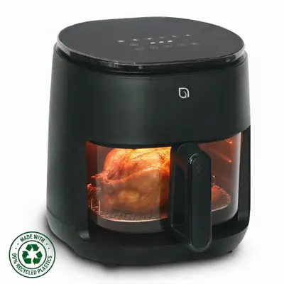 CookWithWillow - Non-Toxic 5QT Air Fryer with Glass Bowl and Digital Display, Large Touchscreen Air Fryer Oven, Dishwasher Sa...