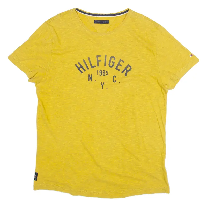 TOMMY HILFIGER Womens T-Shirt Yellow 90s USA L