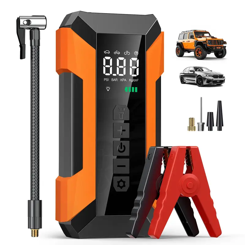 MEUCI  Jump Starter with Air Compressor, 4000A Car Battery Jump Starter Portable (8.0 Gas/7.0L Diesel), 12V Jump Start Batter...