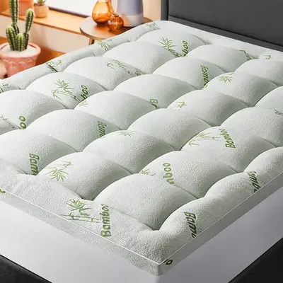 Bamboo Extra Thick Queen Mattress Topper for Back Pain,1000 GSM Quilted Fitted Mattress Pad Pillow Top Mattress Cover with De...