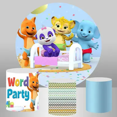 Aperturee Cute Baby Animal Baby Shower Circle Backdrop Kit | Circle Background For Party | Baby Shower Arch Backdrop | Baby S...