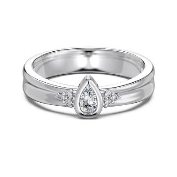 Rhodium Plated 925 Sterling Silver Micro Pave Cubic Zirconia Finger Rings for Women