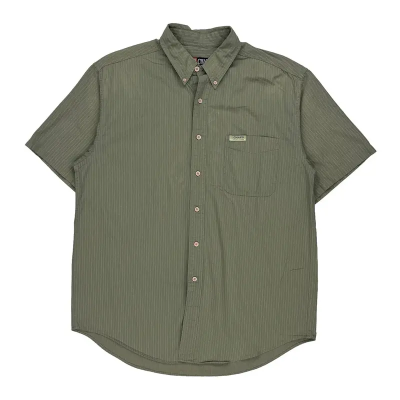 Chaps Ralph Lauren Striped Shirt - Large Green Cotton