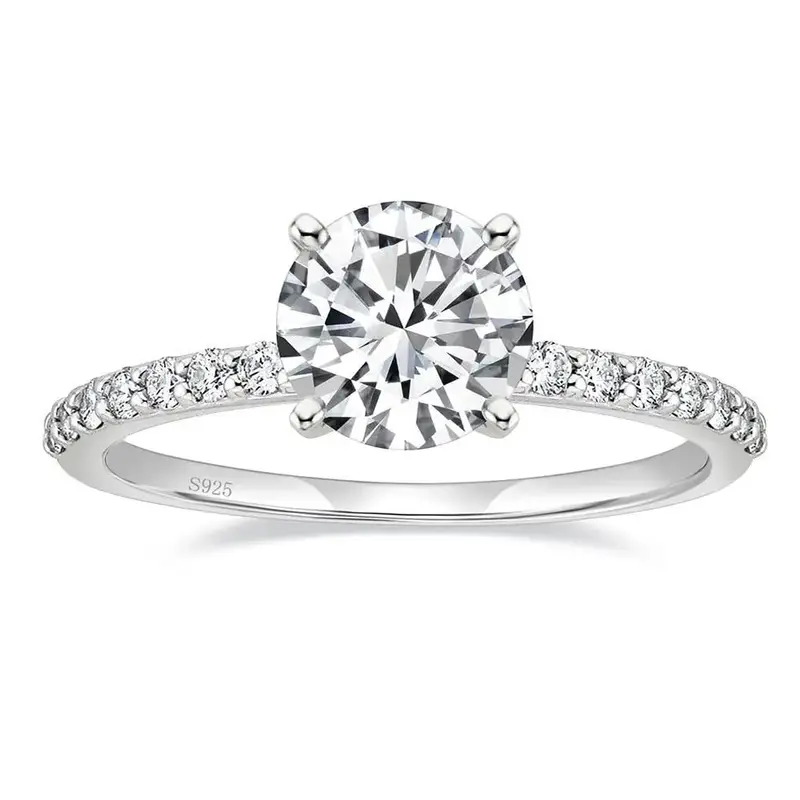 EAMTI 925 Sterling Silver 1.25 CT Round Cut Cubic Zirconia Engagement Ring Halo Promise Ring