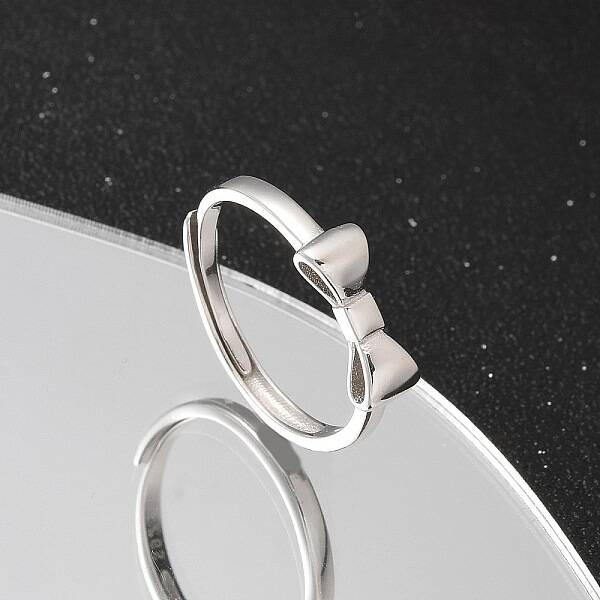 925 Sterling Silver Bowknot Adjustable Rings for Women