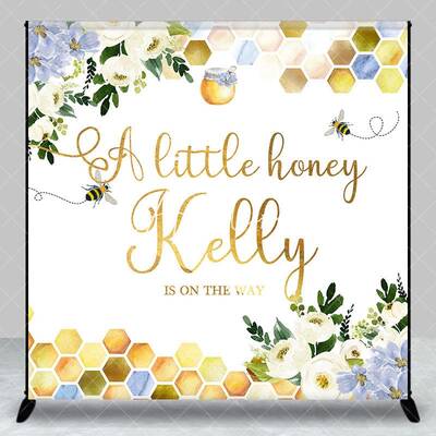 Greenery Bee Little Honey Custom Baby Shower Backdrop - Aperturee