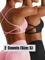 Women's Criss Cross Backless Sports Bra, Removable Bra Pads Yoga Bra, Running Sports Underwear, Back Beauty Fitness Tops, Spo...
