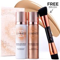 LUMINESS Airbrush Foundation Kit - Flawless Hydrating Makeup w/ Silk Finish & Primer + Brush | Beauty Must-Have for Glowing S...