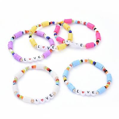 Handmade Polymer Clay Heishi Beads Stretch Bracelets