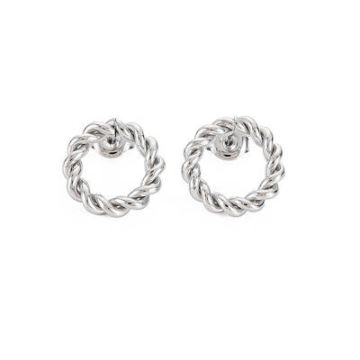 Non-Tarnish 304 Stainless Steel Twist Rope Ring Stud Earrings for Woman