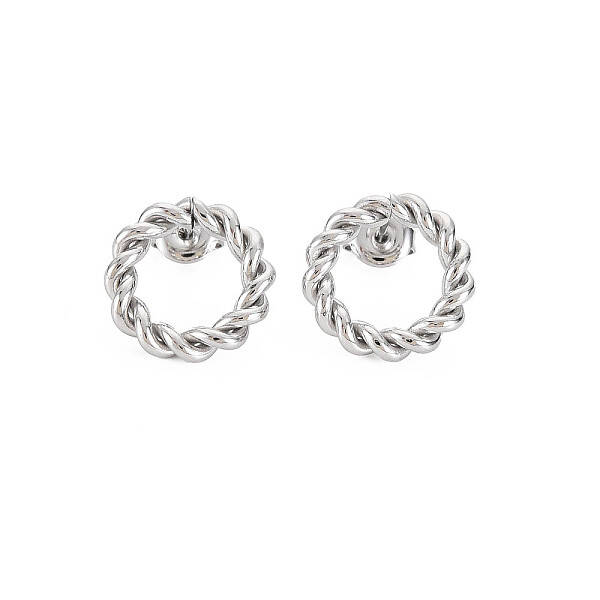 Non-Tarnish 304 Stainless Steel Twist Rope Ring Stud Earrings for Woman