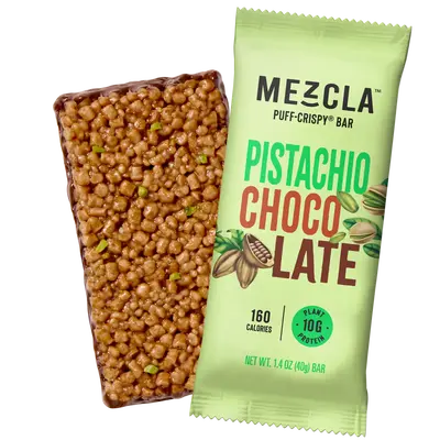 Mezcla Puff-Crispy Protein Bars - Pistachio Chocolate - Gluten Free & Vegan Protein Bars, 10g Protein, Alt for Crispy Rice Tr...
