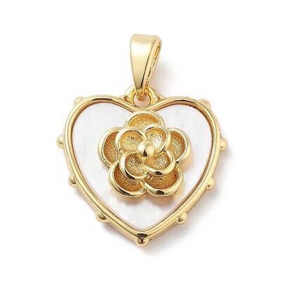 Brass Pave Natural Shell Pendants