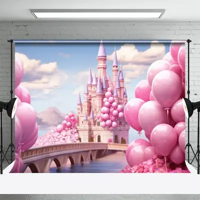 Balloon Castle Wonderland Princess Photo Backdrop - Aperturee