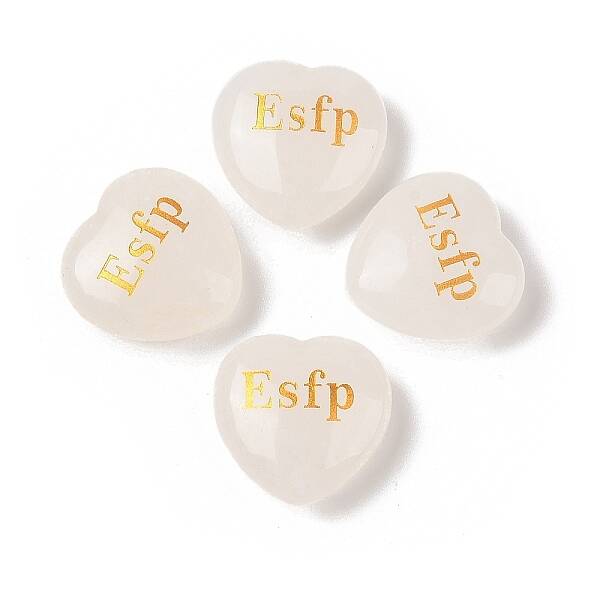 Natural Quartz Crystal Heart Engraving MBTI Figurines Statues for Home Office Desk Decorations