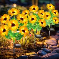 Sunflower Solar Lights Outdoor Garden Decor, Upgraded 3 Pack with 18 Sunflower Lights, Solar Flowers Lights Outdoor Waterproo...