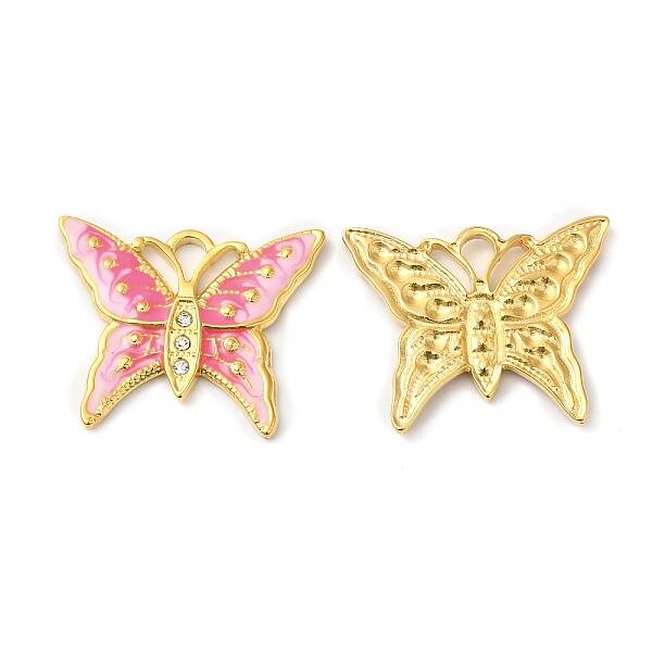 Real 18K Gold Plated 304 Stainless Steel Rhinestone Pendants