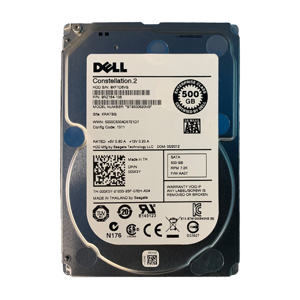 00X3Y Dell 500GB 6Gb/s SATA 7200 2.5-inch 64MB Hard Drive