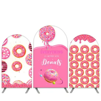 Aperturee Sweet Donuts Theme Pink Birthday Arch Backdrop Kit | Chiara Arch Backdrop Diy | Round Arch Backdrop Cover | Wedding...