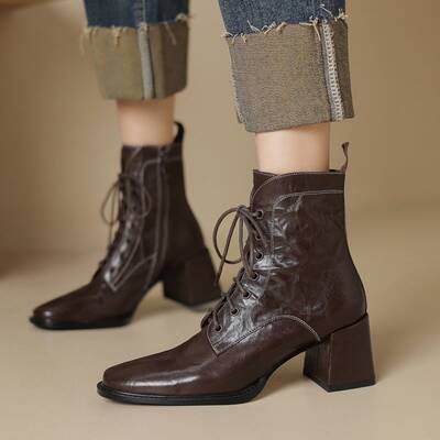 CHIKO Abril Square Toe Block Heels Ankle Boots