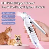 2 in 1 Pet Nail Clipper & Grinder - Multifunctional Dogs & Cats Nail Trimmer and polisher Painless Grinding with LED recharge...