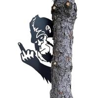 Peek a Boo Flipping Off Metal Sign – Peeping Animal Wall Art Ornament Middle Finger Peeping Around Signs or Post Mountable ...